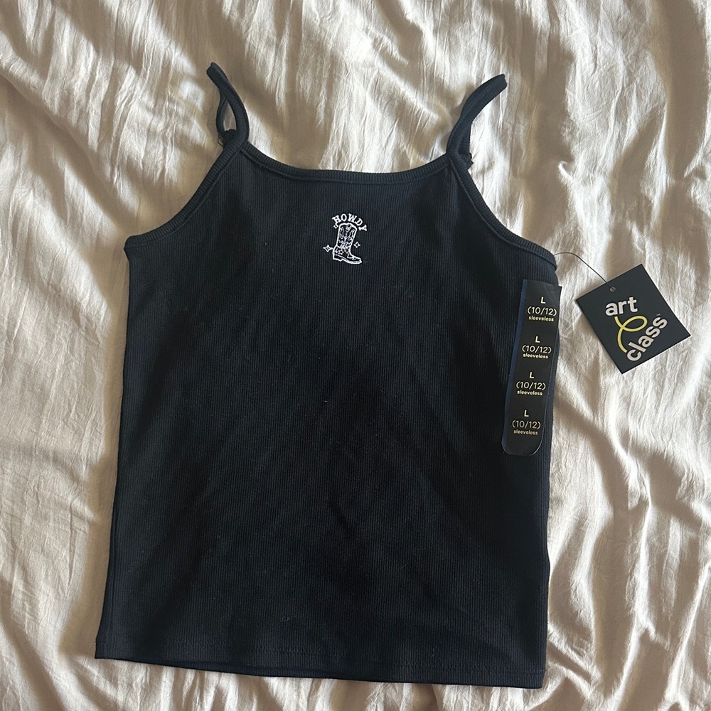 Art Class Black Camisole with Graphic Detail